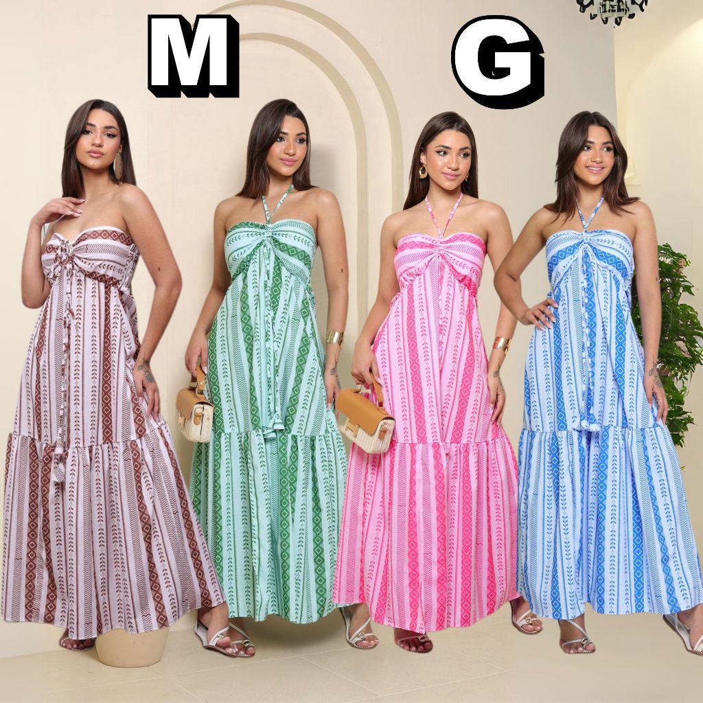 Vestido Feminino Longo Estampado com Elastex na Costa Verão Festa Moda Gringa  verao