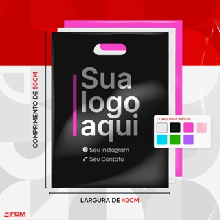 Sacolas Personalizadas Com Sua Logo - 40x50cm - Boca de Palhaço | Alça Vazada - 100/150/250/500 Unidades em Oferta na Shopee