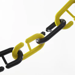 Corrente De Plástico Tipo Zebrada Preto E Amarelo 2,5cm Por 2m Cerca Sinalização Segurança