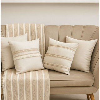 Kit Completo 4 Almofadas Com Enchimento Boho Chic Decoração Tons Neutro Linho Misto Cru em Oferta na Shopee