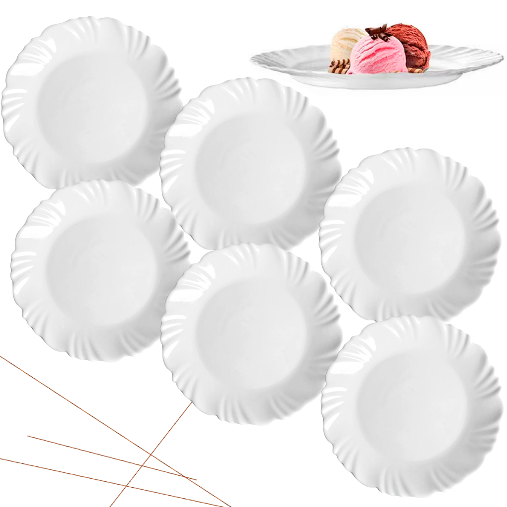 Jogo Prato de Sobremesa 04 / 06 / 12 Unidades Nadir Duralex em Vidro Kit Petala Branco Resistente em Oferta na Shopee