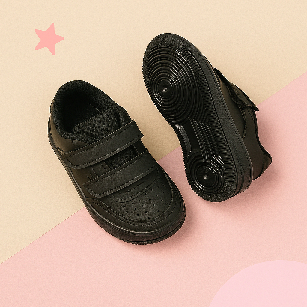 Tênis Velcro Branco e Preto Infantil Menina - Ideal Para a Escola - 20 ao 33 Envio Imediato