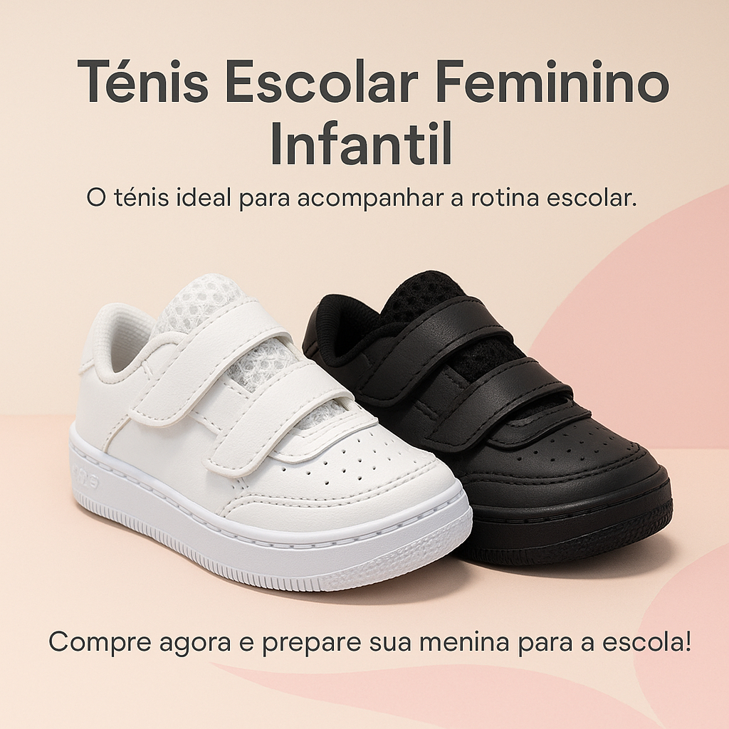 Tênis Velcro Branco e Preto Infantil Menina - Ideal Para a Escola - 20 ao 33 Envio Imediato em Oferta na Shopee