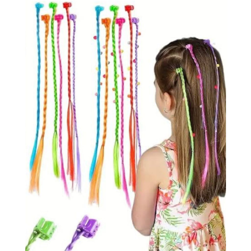 Kit 6 Mecha Trança Colorida Para Cabelo Acessórios Menina Moda Infantil Piranha Aplique Elástico Xuxinha em Oferta na Shopee