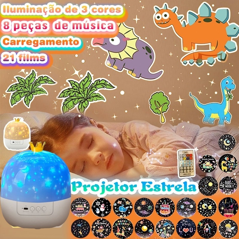 🐬🦕21 filmes bonitinho lâmpada de projeção de céu estrelado quarto luz noturna giratória sonhadora projetor de galáxia