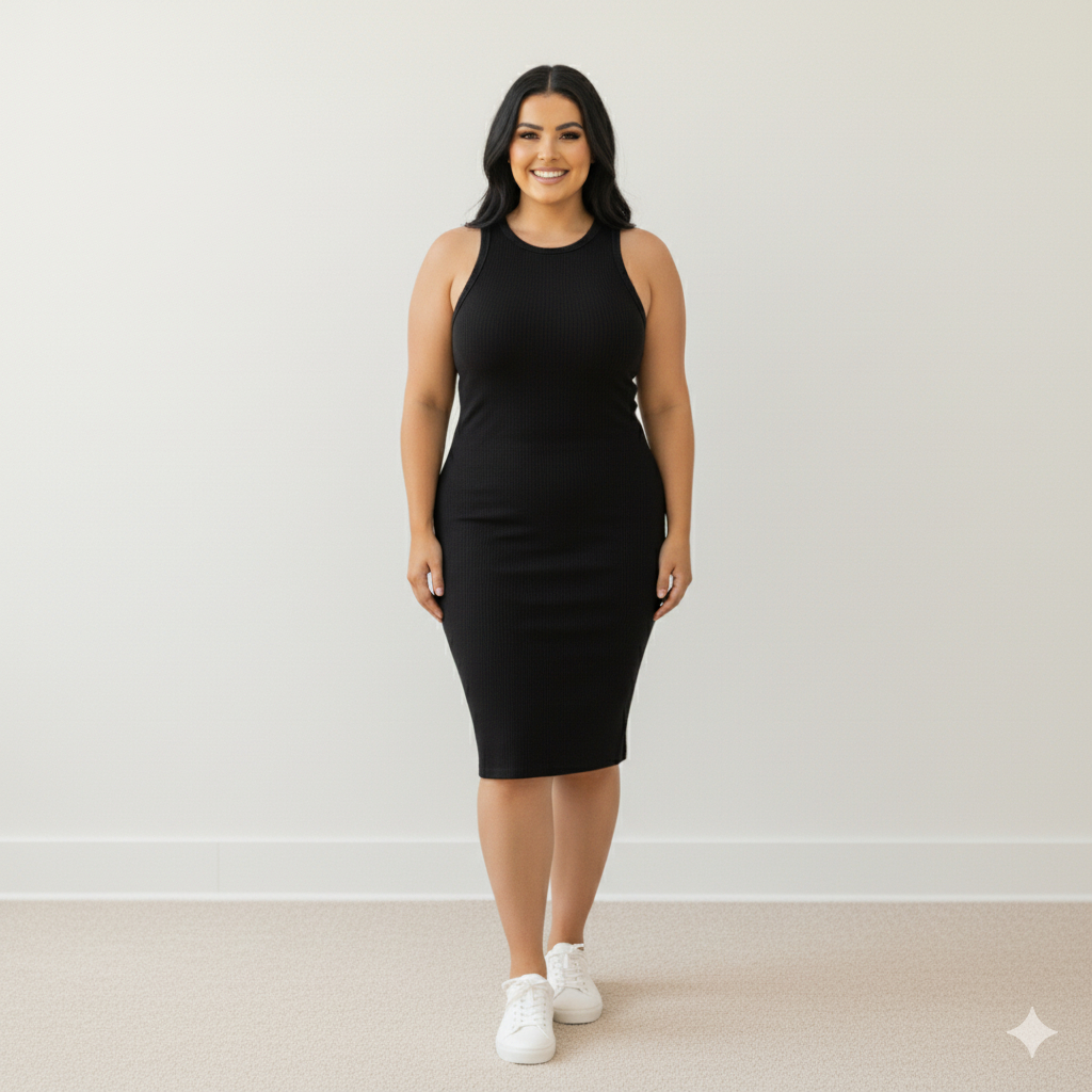 Vestido Canelado Tubinho Plus Size Feminino Justo Confortável TAMANHOS DO P AO G3