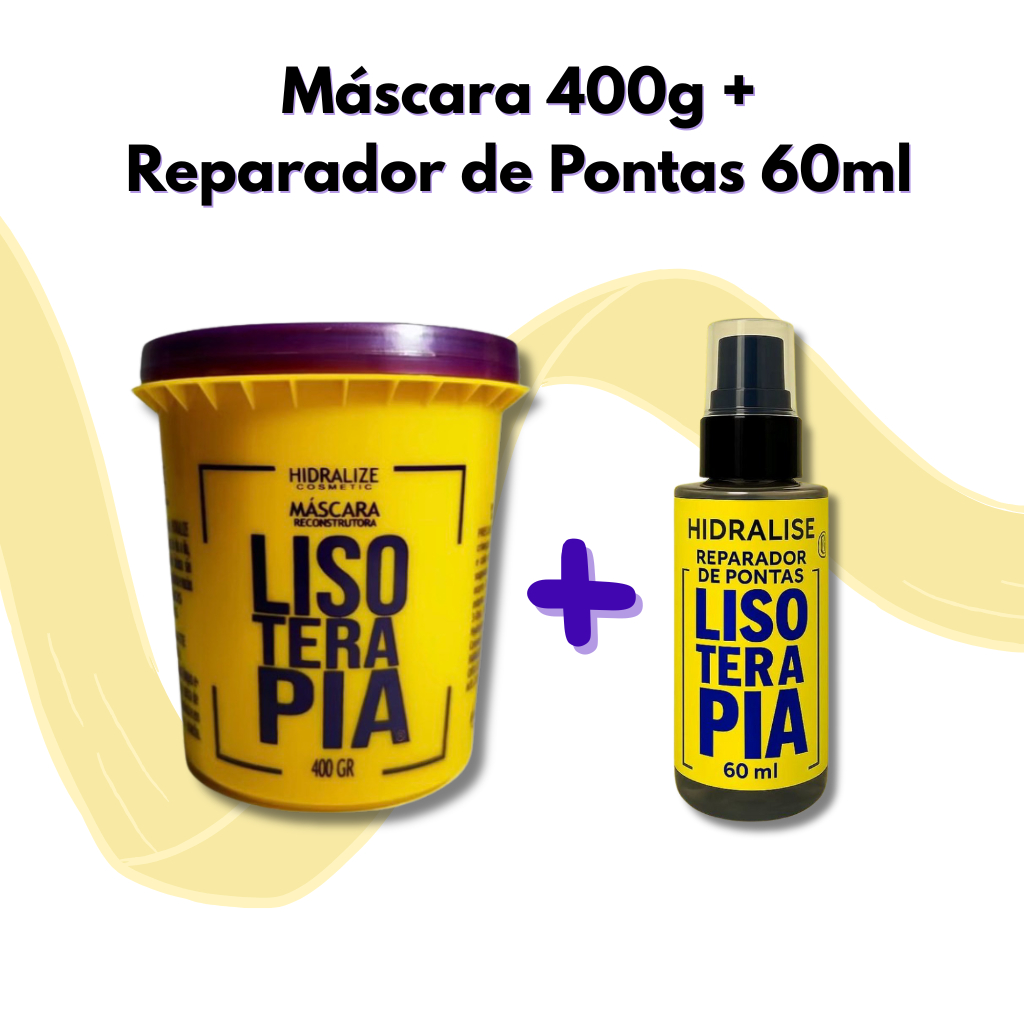Máscara de Hidratação 400g + Oleo Reparador de Pontas 60ml Lisoterapia Reconstrução Capilar