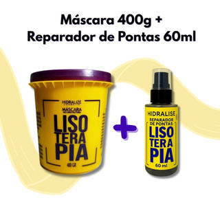 Máscara de Hidratação 400g + Oleo Reparador de Pontas 60ml Lisoterapia Reconstrução Capilar