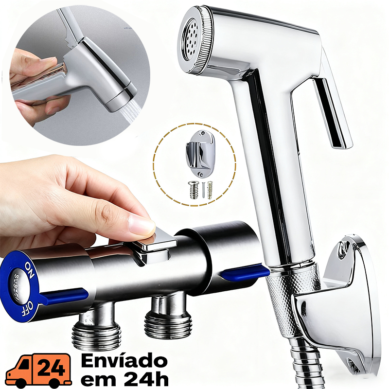 Ducha Higiênica Para Banheiro Completa Completa Luxo Metal Inox válvula  de cobre Bidê Chuveirinho