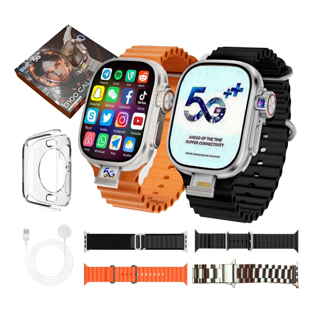 Relógio Smartwatch 5G B100 CALL Android Entrada Chip e Câmera Frente e Verso 64gb Memoria Interna e 4gb Ram