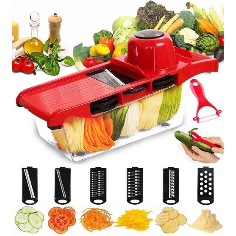 Mandoline Profissional Cozinha Slicer Aço Inox 10 em 1 Fatiador Cortador Ralador De Legumes Verduras Frutas em Oferta na Shopee