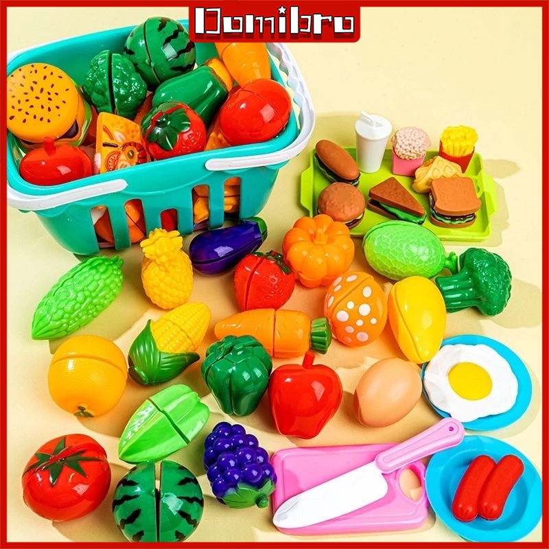 60 Pçs Brinquedo de criança Cortando Frutas E Legumes Conjunto Para Fingir Jogar Simulação Brinquedo De Cozinha em Oferta na Shopee