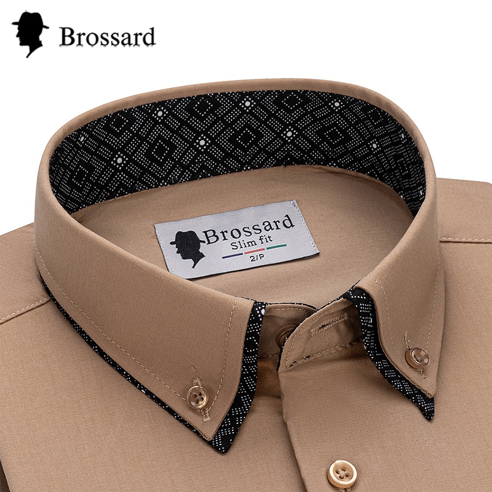 Kit 1/2 Camisa Social Brossard Masculina - Elegante e Premium com Corte Slim Estiloso e Manga Longa em Oferta na Shopee