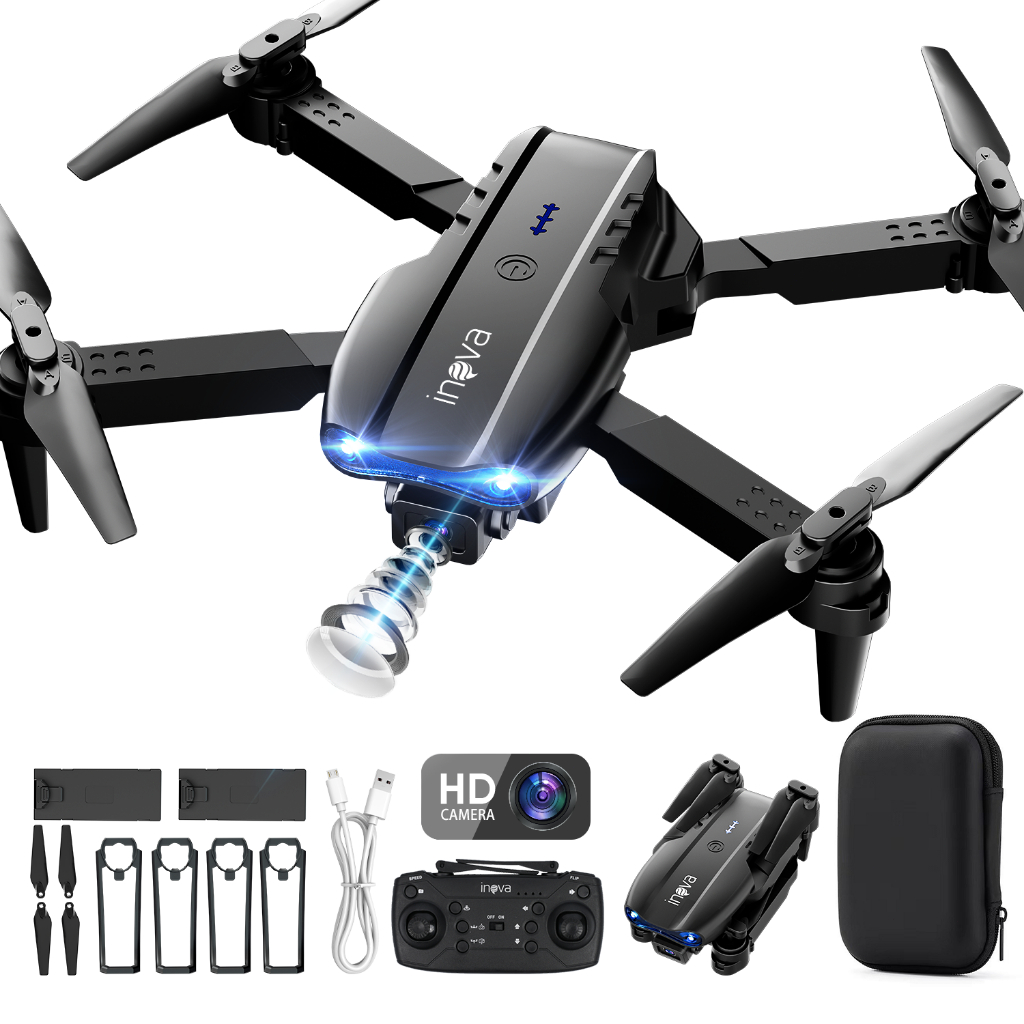INOVA Drone Quadcopter Profissional Helicóptero Alta Distância Sensores Anti Obstáculo Drone dobrável HD e 2 baterias