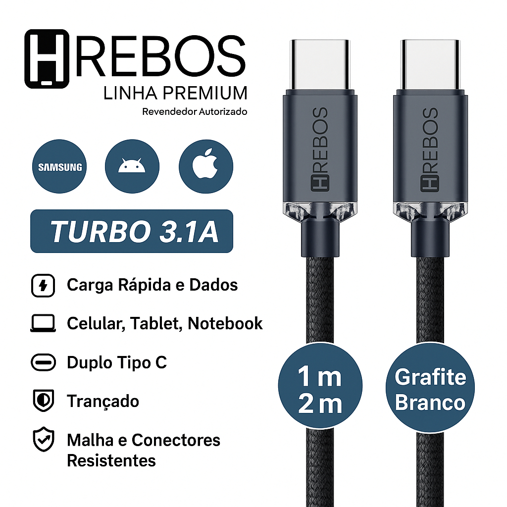 Cabo Tipo C Turbo 100w 3.1a Trançado iPhone 15 16 17 Galaxy Android 1m 2m notebook tablet em Oferta na Shopee