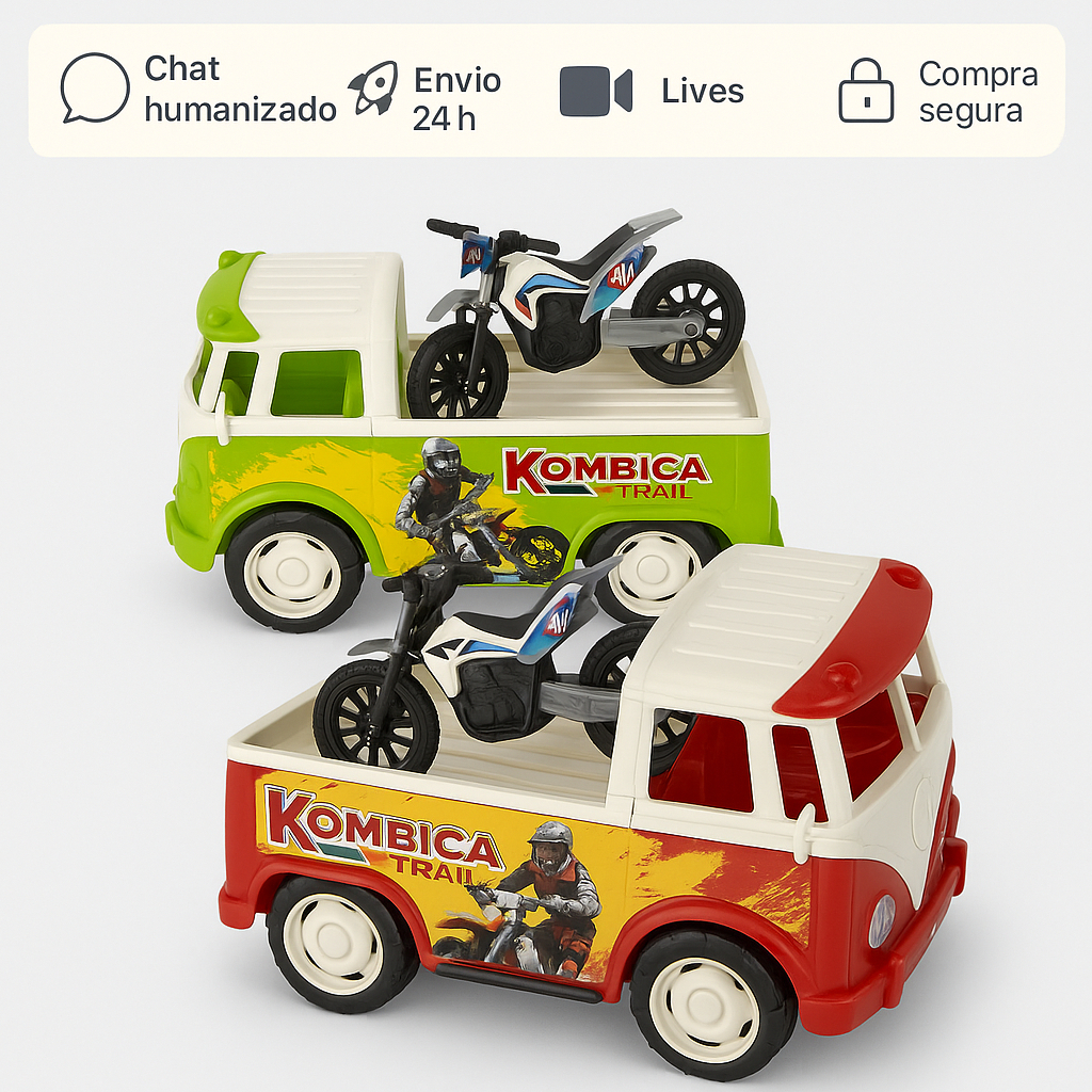 Carrinho Volkswagen Kombi Trail Brinquedo + Moto Kendy em Oferta na Shopee