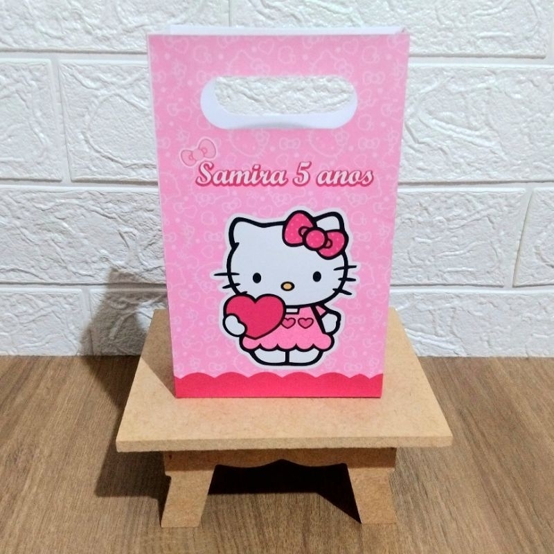Sacolinha Personalizada  Hello Kitty tamanho (P) lembrancinha  festa  Aniversário