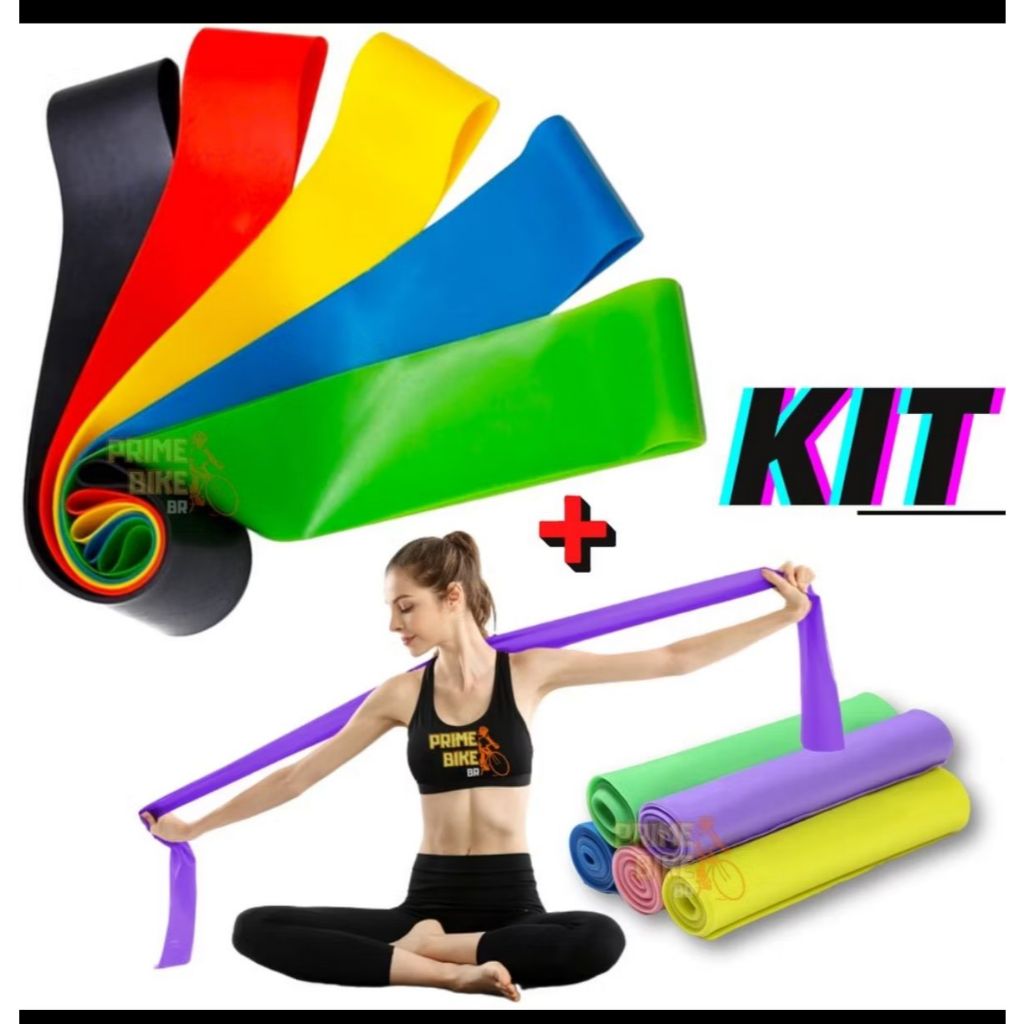 Kit faixa Elástica Thera Band + 5 Elastico Treino Mini Band Exercícios Fisioterapia Yoga em Oferta na Shopee