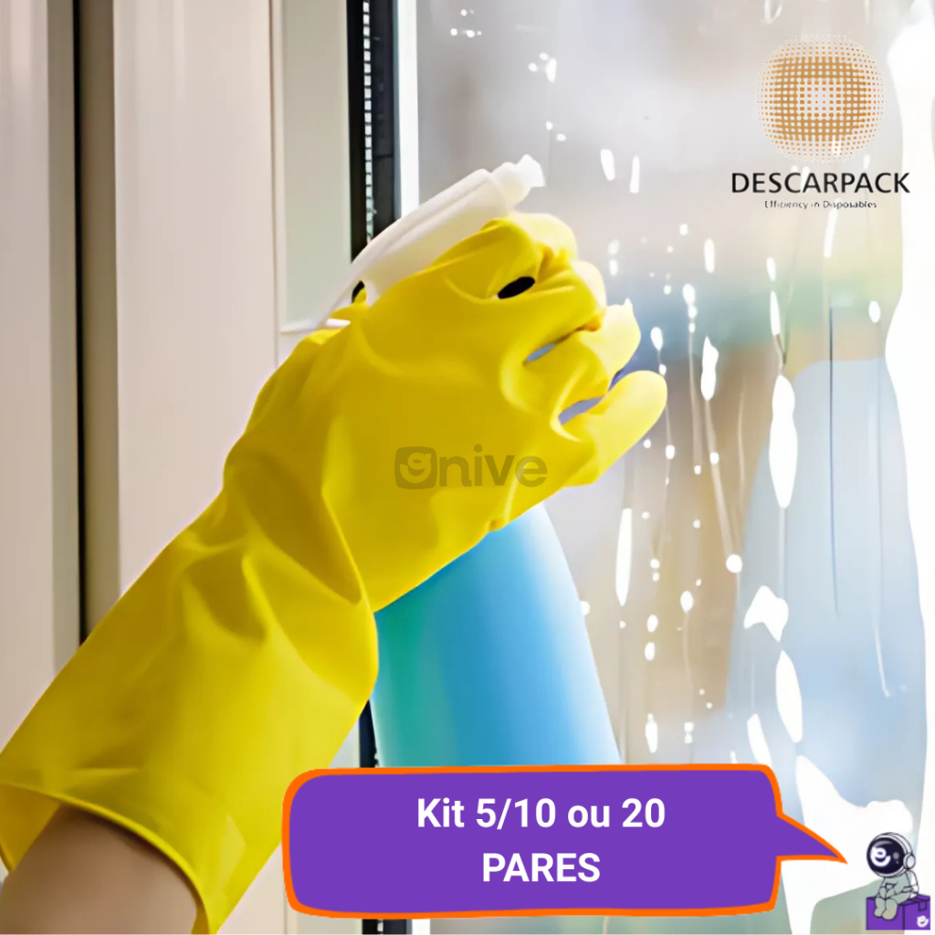 Kit Até 20 Pares Luvas Limpeza Multiuso Látex Amarela em Oferta na Shopee