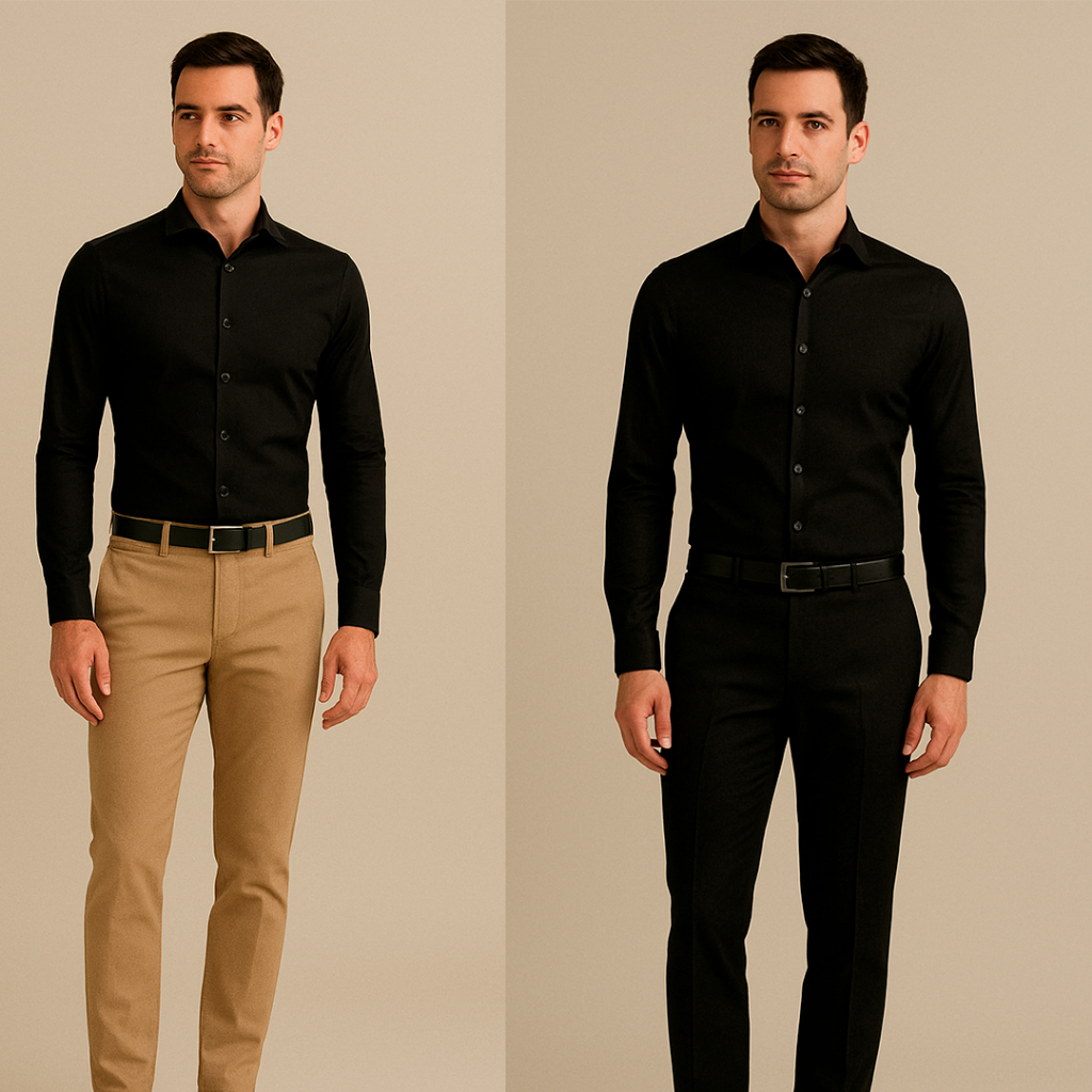 Camisa Social Masculina Slim Fit Manga Longa Gola Americana Pala Dupla