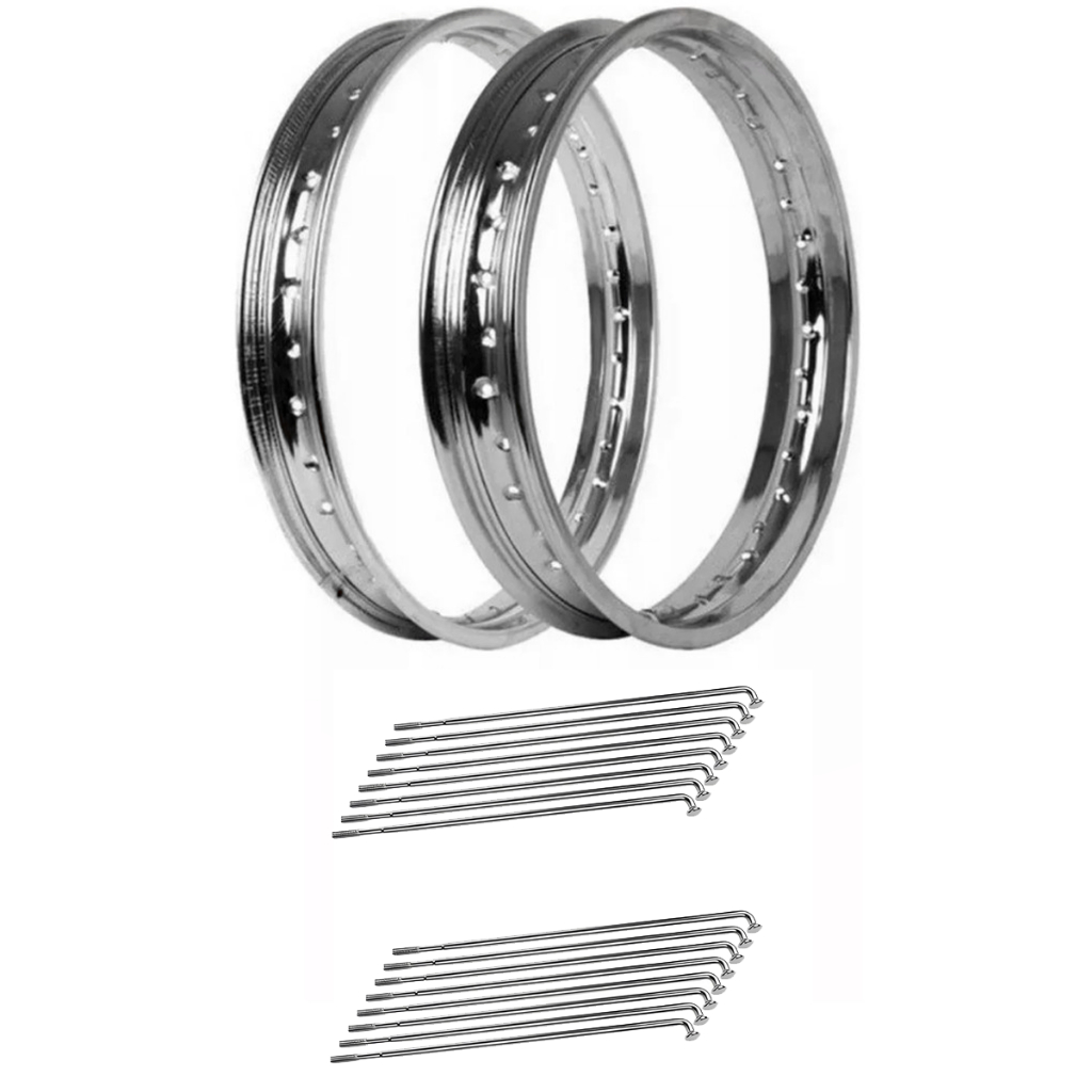 Par De Aro Dianteiro/traseiro Titan 150 04/08 Ks + Raios Cromado ou Inox
