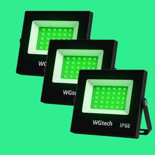 kit 3 holofote refletor led verde 10w  jardim festa quintal fachada resistente a chuva sol e chuva em Oferta na Shopee