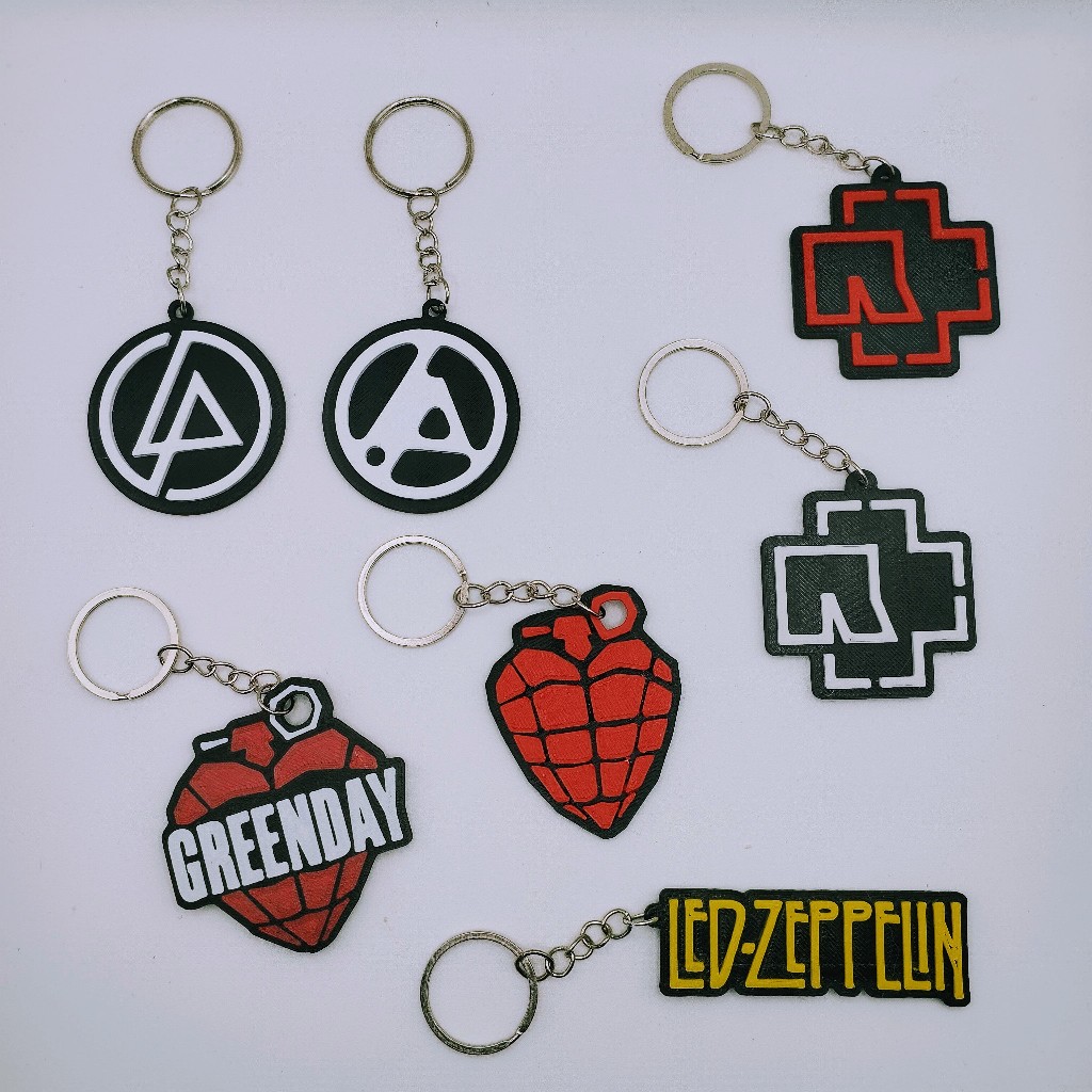 Chaveiros de Bandas de Rock Metal em impressão 3d Linkin Park - Rammstein - Green Day - Led Zeppelin