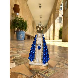 Kit Com 10 Nossa Senhora Aparecida 10cm Pérolas Azul Com Detalhes Dourado e Strass em Oferta na Shopee