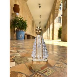 Kit Com 10 Nossa Senhora Aparecida 10cm Pérolas Branca Com Detalhes Dourados e Strass em Oferta na Shopee