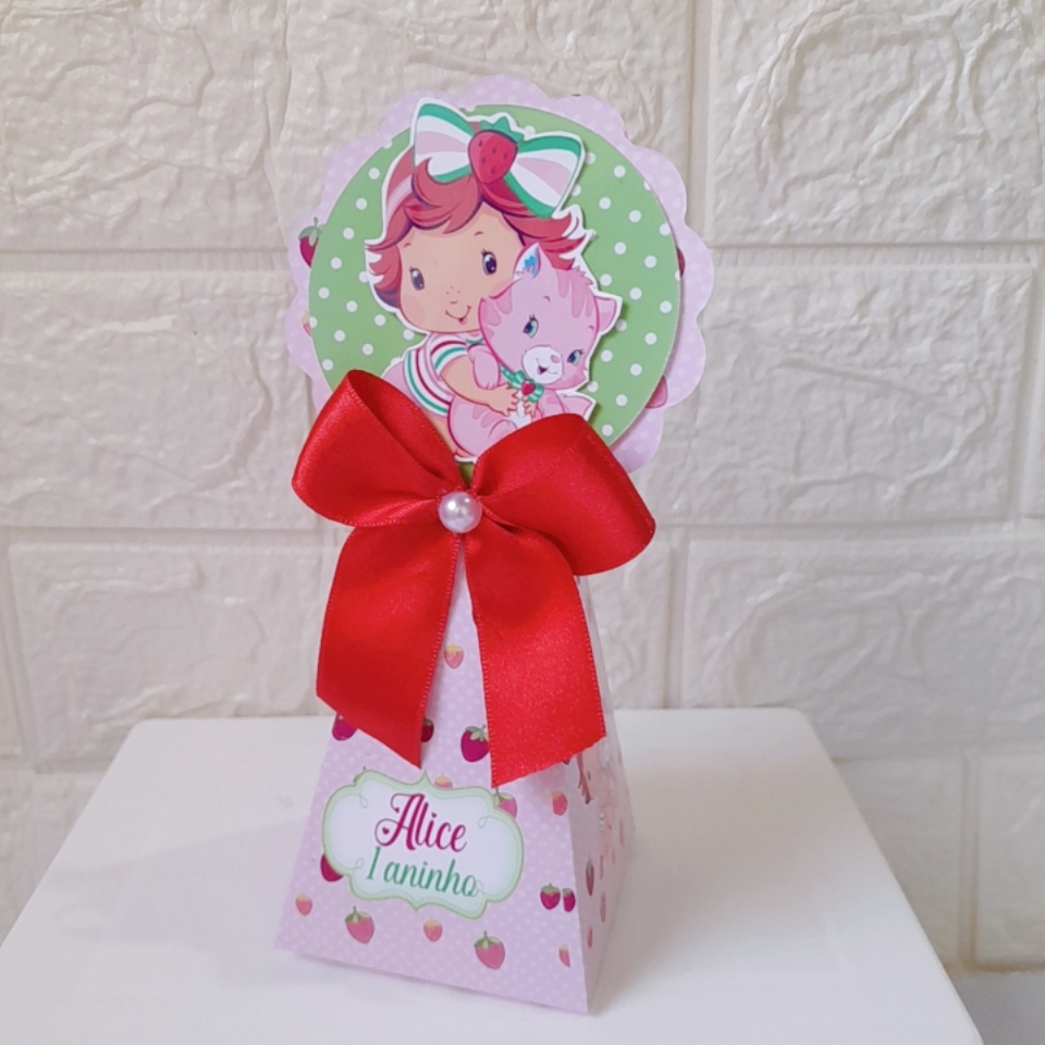PEGUE E MONTE Kit Caixas Pirâmide Personalizadas Tema Moranguinho Baby Lembrancinha Festa Infantil Caixinha Mimo