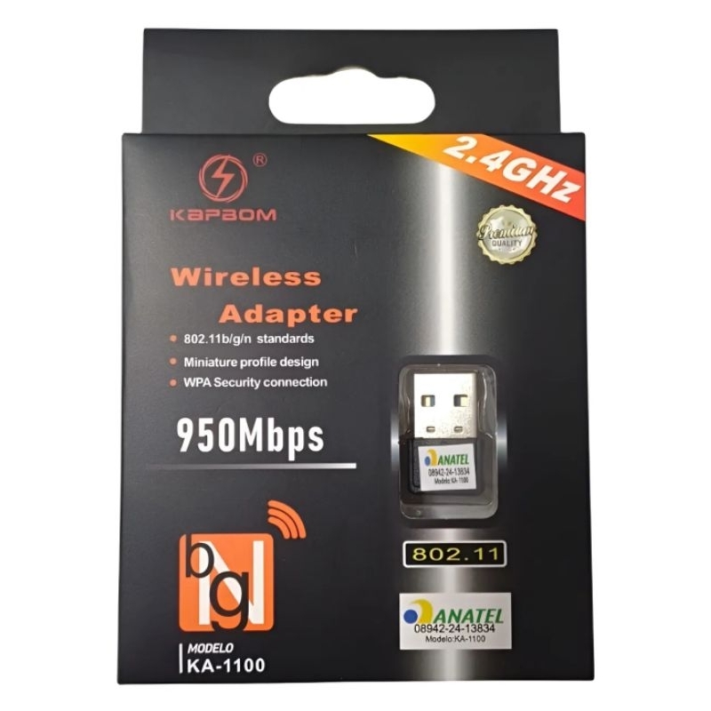 Adaptador Usb Wifi 2.4 Ghz 950mbps Kapbom Anatel