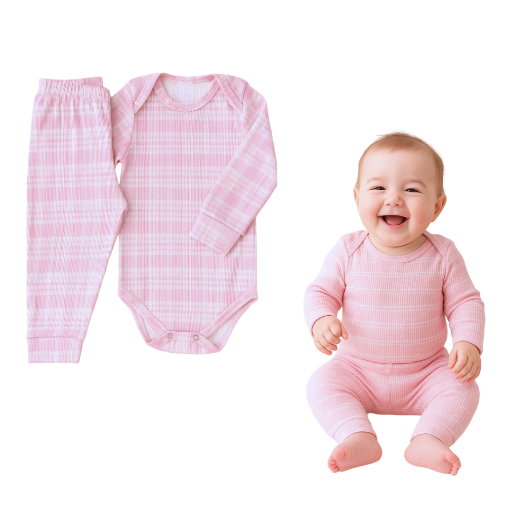 Conjunto Moda Body + Calça Tecido Leve Infantil Bebê