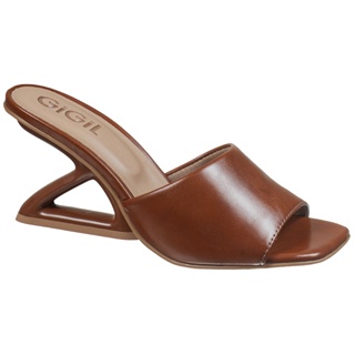 Sandália Feminina Tamanco Mule Salto Geométrico Vazado Confortável Elegante GiGiL em Oferta na Shopee