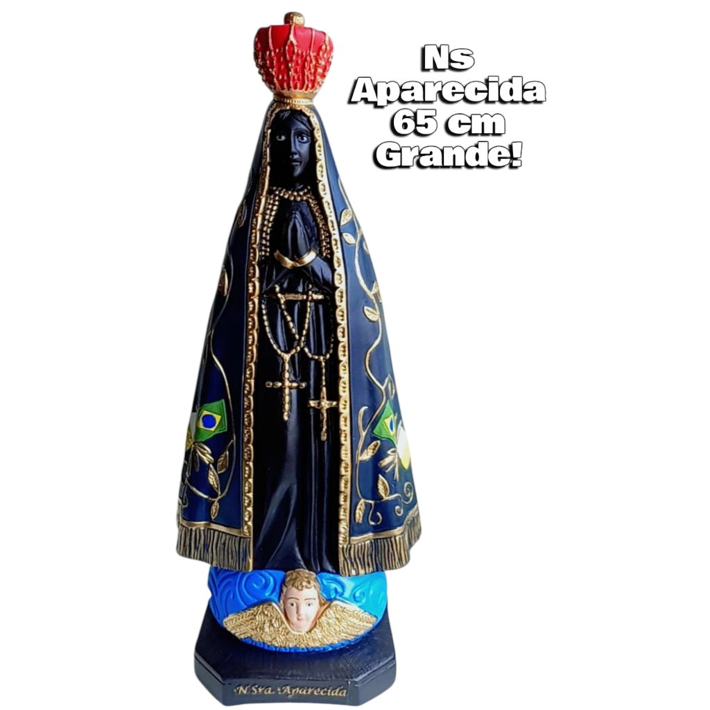 Imagem Ns senhora Aparecida Grande 65 cm pintura linda, para presentear e abençoar seu Lar