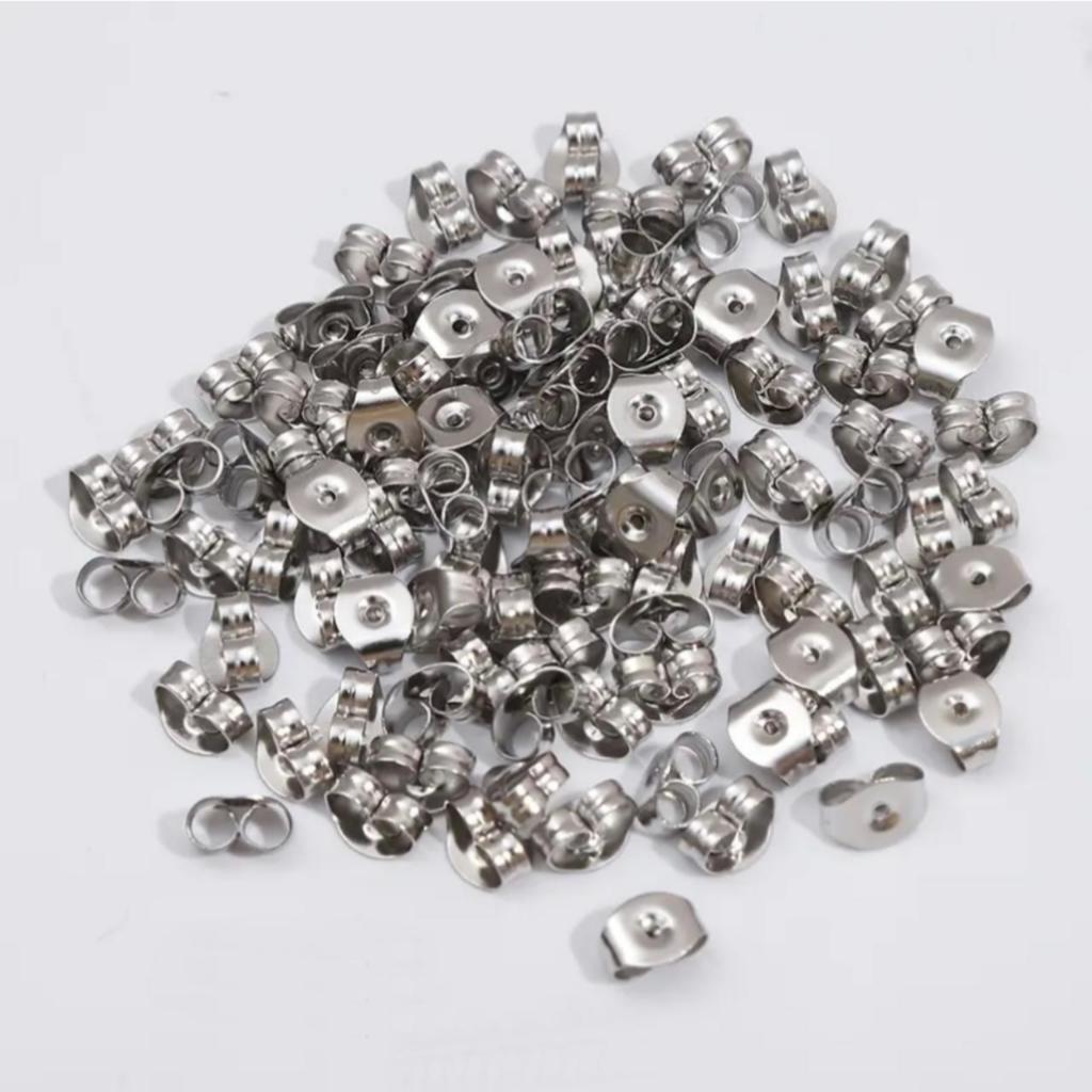 Kit Tarraxa Aço Inox para Brincos Antialérgico Aço Cirúrgico e Não Escurece