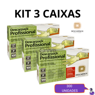 Kit Até 3 Luva de Látex Descartável com Pó Resistente 100 a 300 unidades em Oferta na Shopee