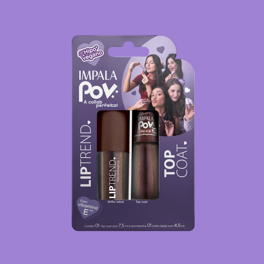 Kit Impala POV 1.1 Marcella Gloss Labial + Esmalte Top Coat Vegano K000018474