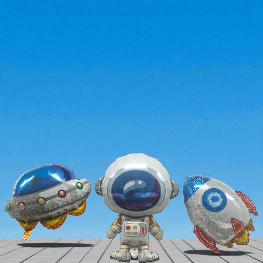 3 Balão Metalizado Astronauta Espaço Nave Foguete Festa Espacial - 1 Cada Festas e Decoração