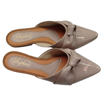 Sapatilha Mule Feminina Bico Fino Verniz Com Nó.