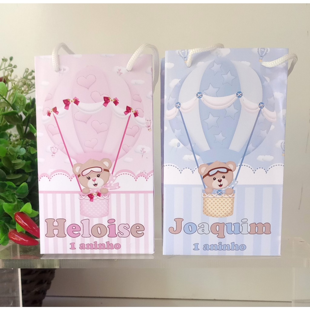 SACOLINHA PERSONALIZADA PRA FESTA/ANIVERSÁRIO-URSINHO NO BALÃO/URSINHO BALOEIRO/URSINHA NO BALÃO.