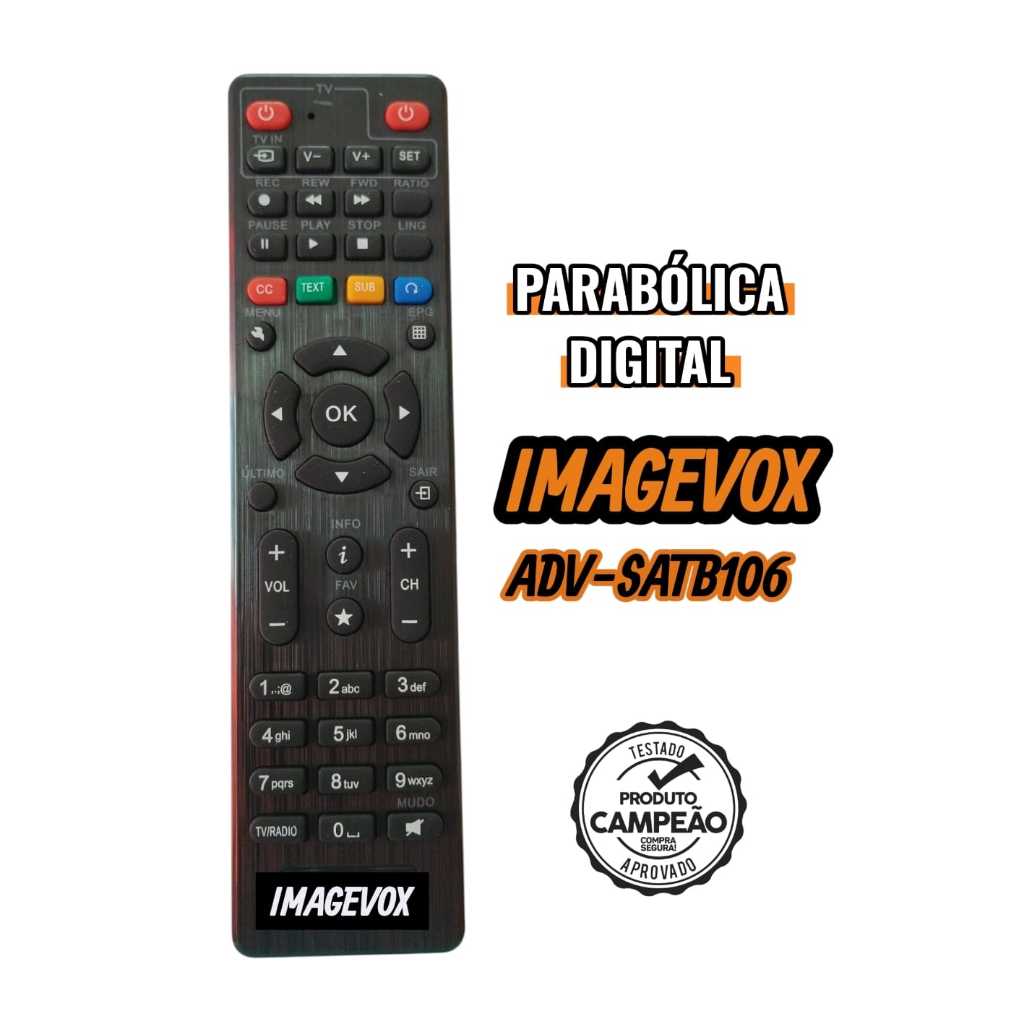 Controle Remoto Nova Parabolica Digital IMAGEVOX ADV-SATB106