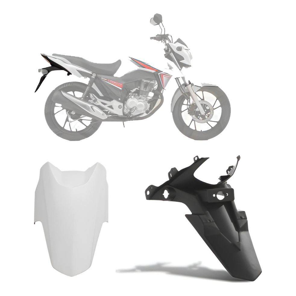 Kit Paralama Dianteiro e Paralama Traseiro Suporte da Placa Moto Cg Titan 160 EX 2016 a 2020