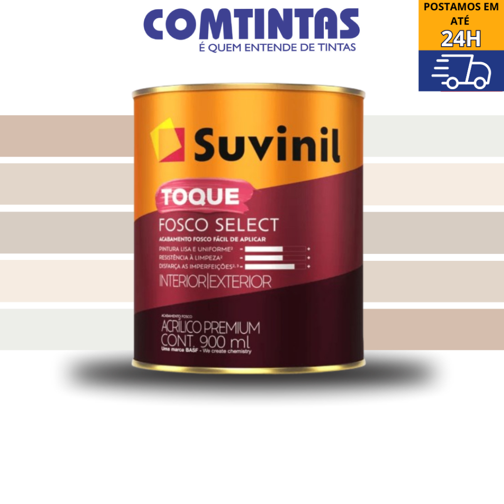 Tinta Acrílica Fosco 800ml Tons Neutros Parede Toque Fosco Select Greige Suvinil em Oferta na Shopee