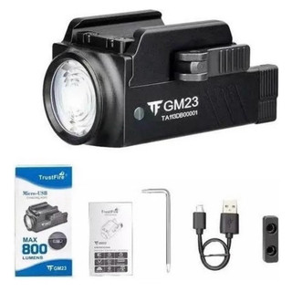 Lanterna TrustFire GM23. Potência alta de 800 lumens, recarregável por USB.