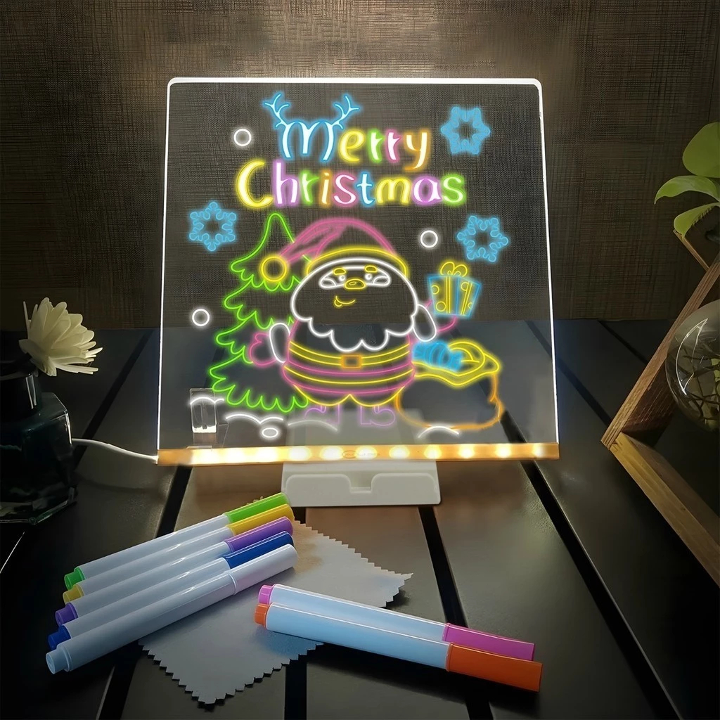 Luminária LED Escrever Abajur 3D quadro de notas tela pra escrever decoração quarto sala casa em acrílico