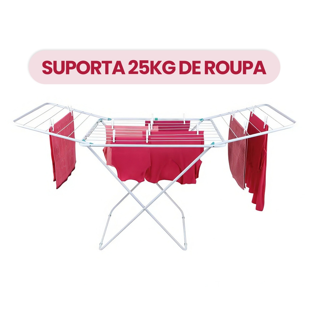 Varal De Chão 174 Cm Big Grande Resistente 25kg Roupas Mor