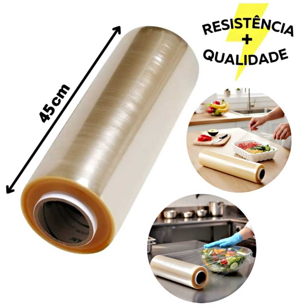 Rolo Bobina Plástico De Filme Pvc Prático Resistente Esticável 45cm X 300 Metros