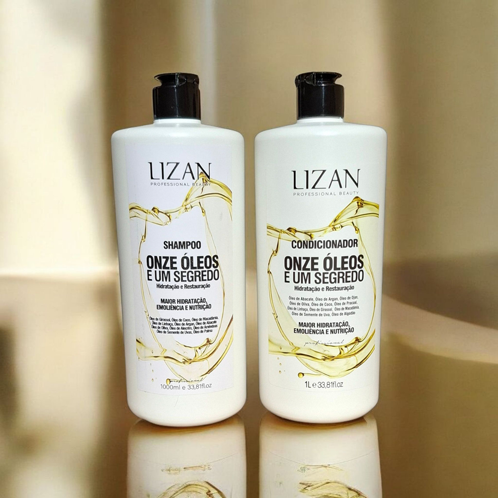 Kit Shampoo e Condicionador Onze Óleos e Um Segredo Lizan Afrostyle 2 x 1 litro
