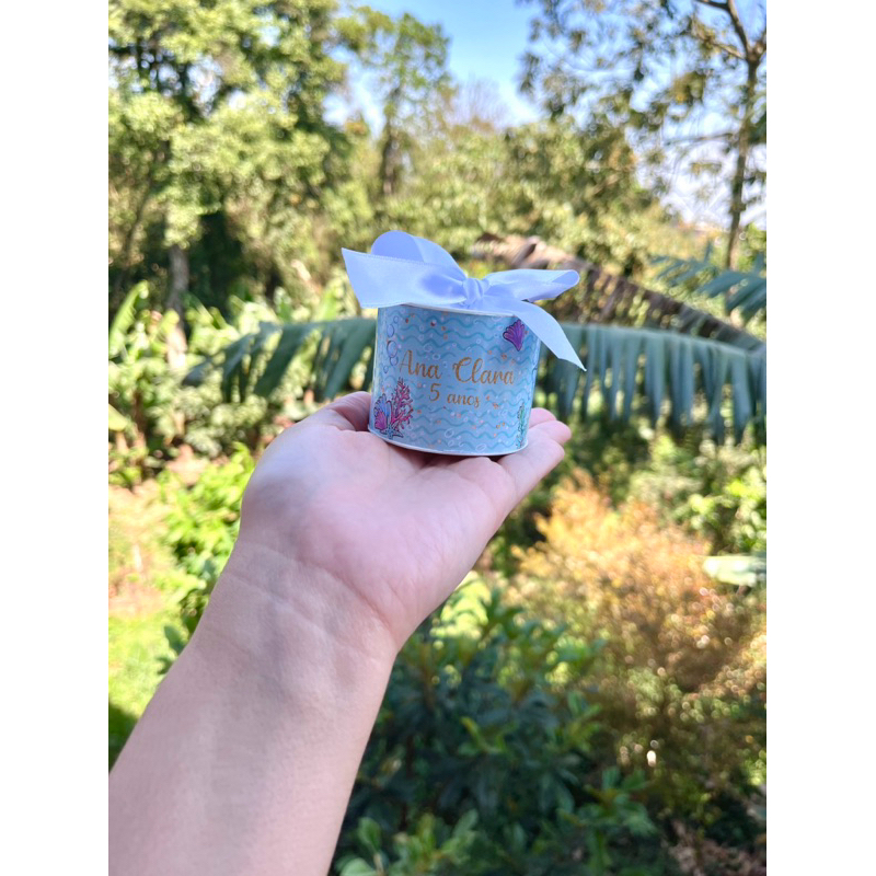 TUBOLATA 5x6 PERSONALIZADA ARIEL PEQUENA SEREIA LEMBRANCINHA ANIVERSÁRIO CHÁ DE BEBÊ MATERNIDADE ANIVERSÁRIO INFANTIL