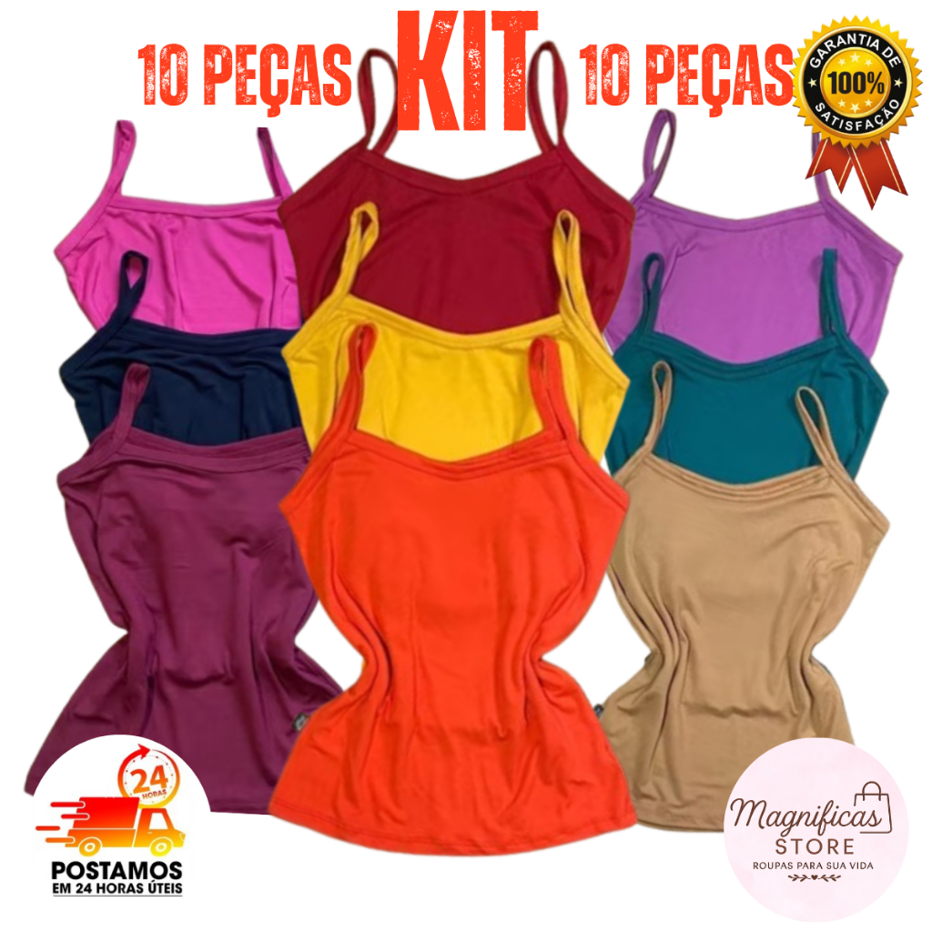 Kit 10 Blusa Regata Alcinha Em Malha Suede Blusinha de Alcinha Confortável Kit Blusinha